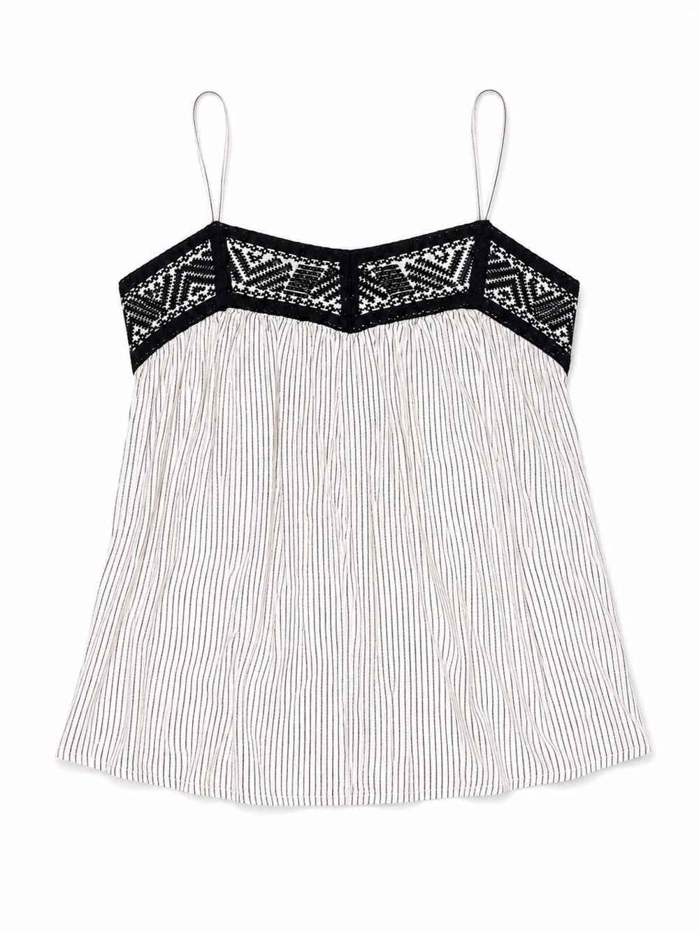Mossimo Supply Co. XS Black & White Striped Embroidered Spaghetti Strap Tank
